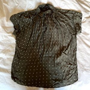 Madewell Olive Green Polkadot Short Sleeve Blouse